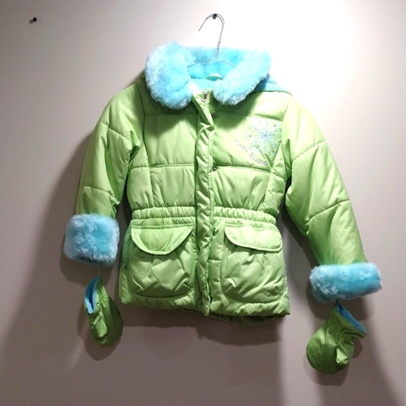 ZeroXposur Girls' Green Coat, Scarf, mittens and Hooded Coat, Size 4T - Zipper - Picture 3 of 12